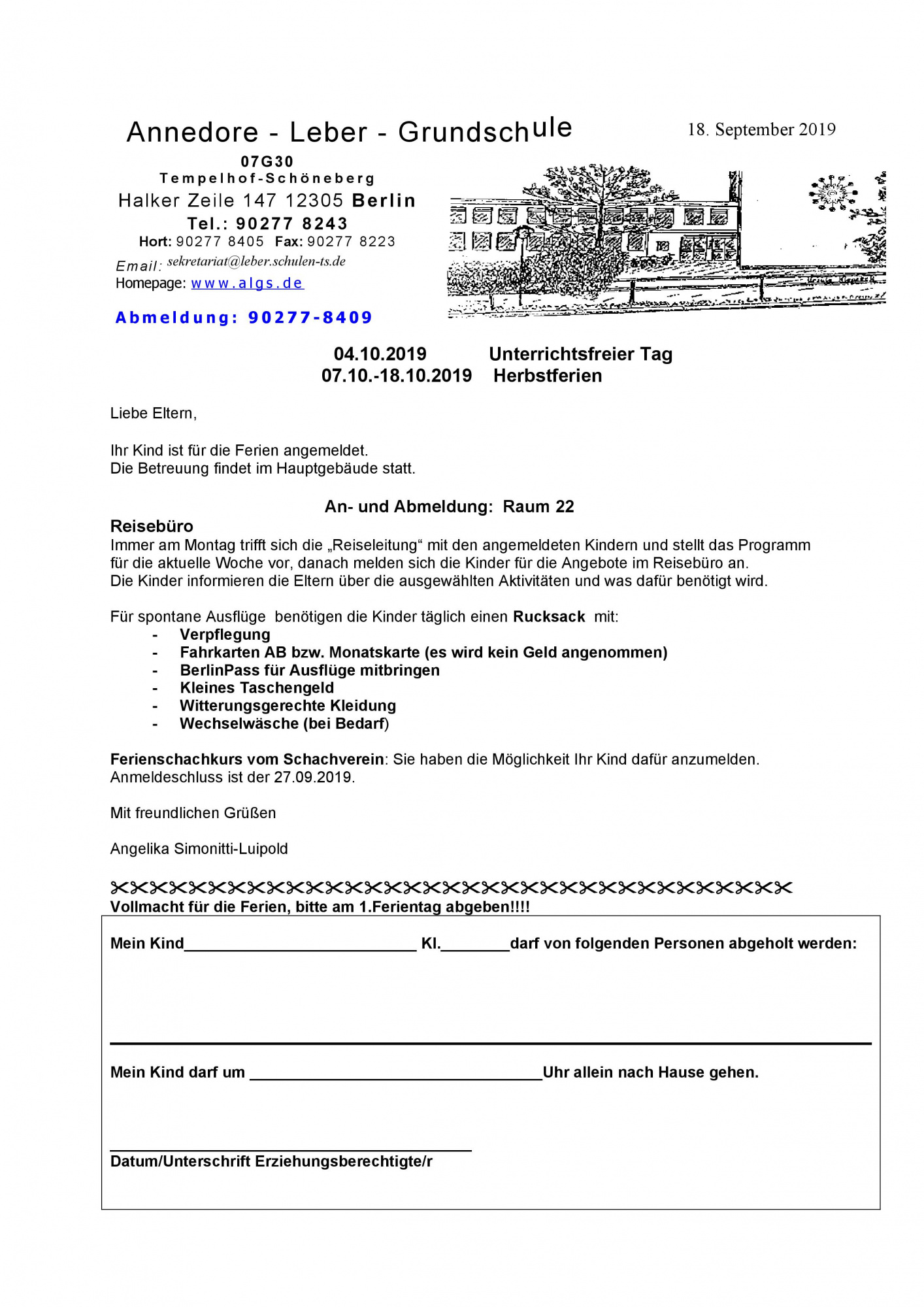Annedore Leber Grundschule Ferien